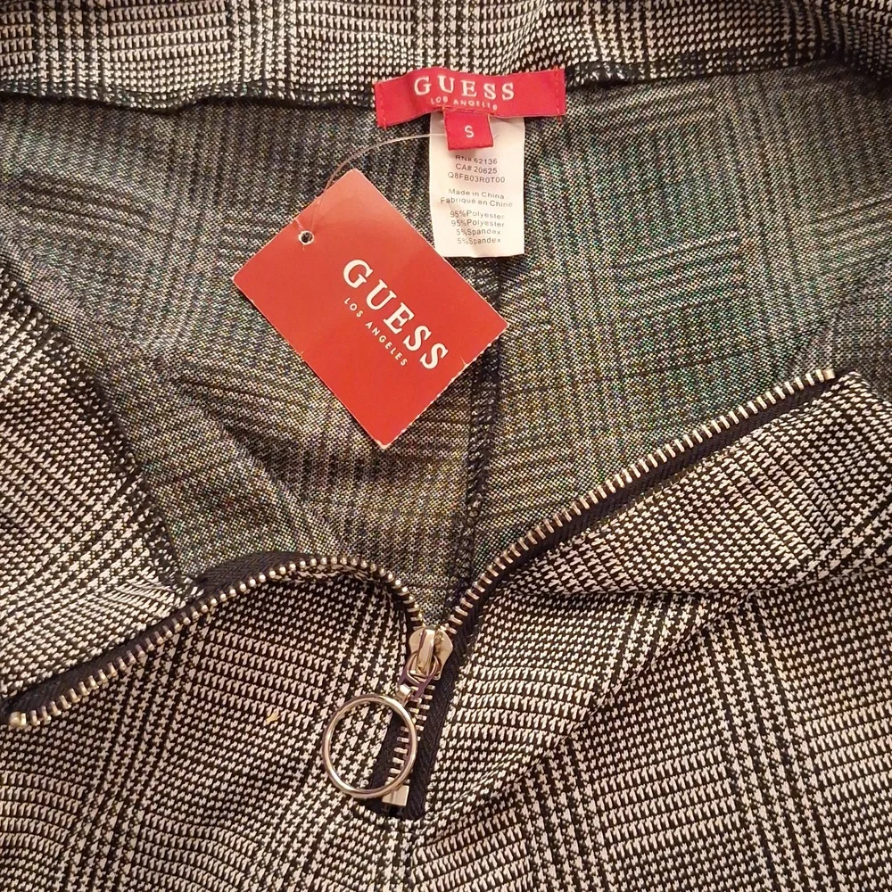 Guess Marcella Stripe Jet Blk Plaid Multi  W/ Maroon & White Stripes on Side SP - Picture 5 of 8